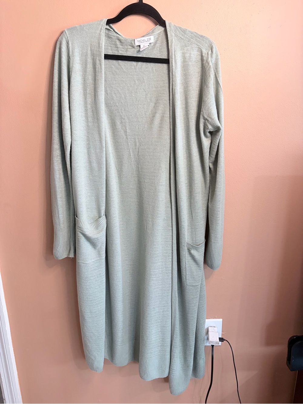 Rachel Zoe Mint Green Open-Front Long Cardigan